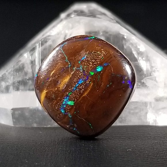 Australian Koroit Opal * sparkly boulder opal cab * 13.39 x 13.02 x 3.87mm - Picture 14 of 14